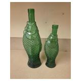 Vintage glass fish shaped bottles