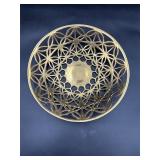 Vtg Solid Brass Geometric Pattern Decorative Bowl