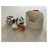 Basket of soccer balls