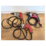 Milwaukee and Skil corded power drills