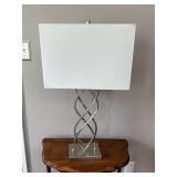 Modern metal silver tone table lamp