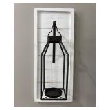 Wall Sconce wooden plaque metal lantern
