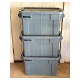Lot of 3 Rubbermaid BRUTE TOTES W LIDS