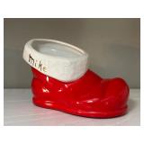 Vintage ceramic Santa boot signed & dated
