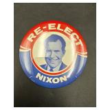3.5ï¿½ Vintage Re-Elect Nixon Campaign Pin