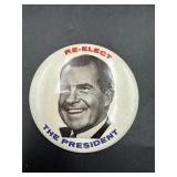 1972 Richard Nixon Re-elect President button