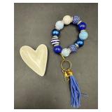 Keychain and mini heart trinket dish