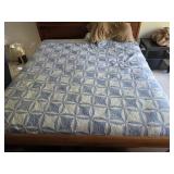 Vintage blue and white hand stitched quilt