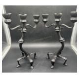 Pair of Gothic Cast Iron Candelabra