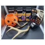 Halloween Tote with Lights & Vintage Pail