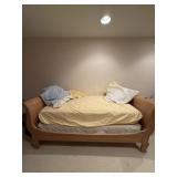 Twin Sleigh Bed Frame and Mattress, Nightstand