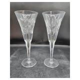 2x Waterford Crystal Millennium Champagne Flutes