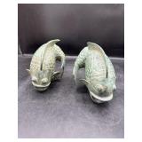Vintage Cast Bronze Koi Fish Sculptures