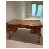 Traditional Wood Executive Desk w/ Glass Top