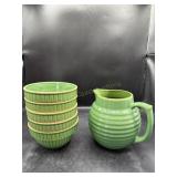 Vintage Fiesta Green Bowl & Pitcher Set