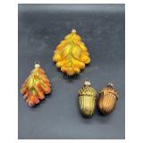 4 Radko & Dept 56 Autumn Mercury Glass Ornaments