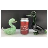 2 canards en verre soufflï¿½,