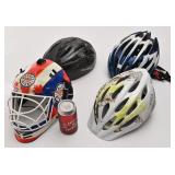 3 casques de vï¿½lo, pour adulte, et 1 masque