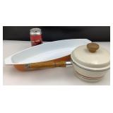 Grand plat en fonte ï¿½maillï¿½e et casserole