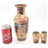 Vase Satsuma et 2 petits vases Foreing