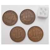 4 pièces halfpennies, Angleterre, George VI,