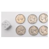 6 pièces de 5 cents américaines, Jefferson,