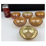 6 bols checkers bowl, en verre carnaval, 4''