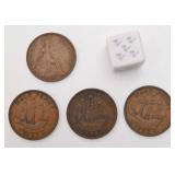 4 pièces halfpennies, Angleterre, George V,
