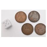 4 pièces halfpennies, Angleterre, George V,