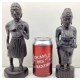 2 sculptures en bois, du Sri Lanka