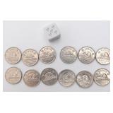 12 pièces de 5 cent canadiennes, Elizabeth II,