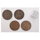 4 pièces halfpennies, Angleterre, Edward VII,