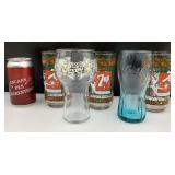 3 verres 7-Up, 1 verre Coca-Cola et 1 verre