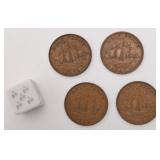 4 pièces halfpennies, Angleterre, Elizabeth II,