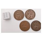4 pièces halfpennies, Angleterre, George V,