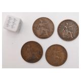 4 pièces halfpennies, Angleterre George V,