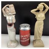 2 figurines, Nao et Tanagra, déesse grecque des