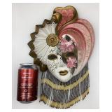 Masque mural de fantaisie, en pltre, peint main