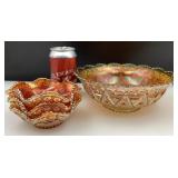 *Saladier et 3 bols en verre carnaval Hobstar and