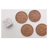 4 pièces halfpennies, Angleterre, Elizabeth II,