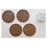 4 pièces halfpennies, Angleterre, George VI,