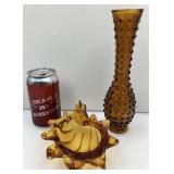 Coquillage et vase hobnail en verre soufflé