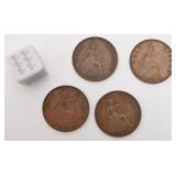 4 pièces halfpennies, Angleterre, Georve V,