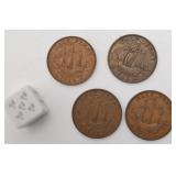 4 pièces halfpennies, Angleterre, Georve VI,