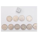 10 pièces de 5 cents canadiennes, George V,