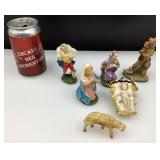 6 figurines de la nativité, Italie, vintage