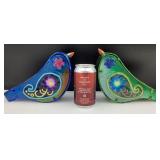 2 lampes solaires en forme d'oiseaux,