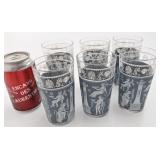 6 verres corinthian bleu Wedgwood greek