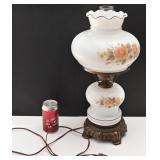 Lampe de table, vintage, en métal et en verre