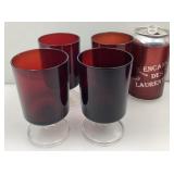4 verres Luminarc Cavalier, France, red ruby